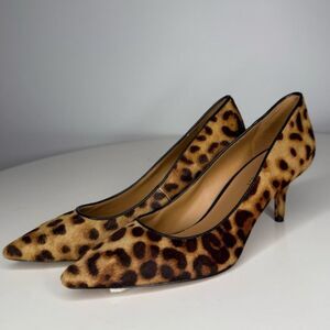 Nine West Margot Leopard Print Haircalf Kitten Heel Pumps 7.5 NWT